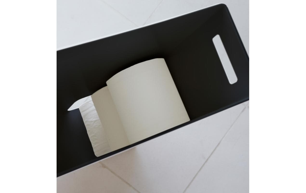 Yamazaki Tower – Toilettenpapierständer – Edelstahl, schwarz, für 8 Rollen, 23 × 12,5 × 48 cm