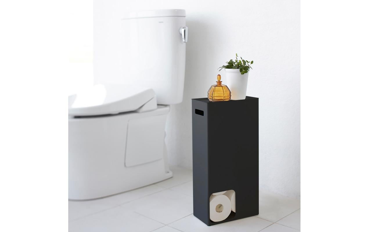 Yamazaki Tower – Toilettenpapierständer – Edelstahl, schwarz, für 8 Rollen, 23 × 12,5 × 48 cm