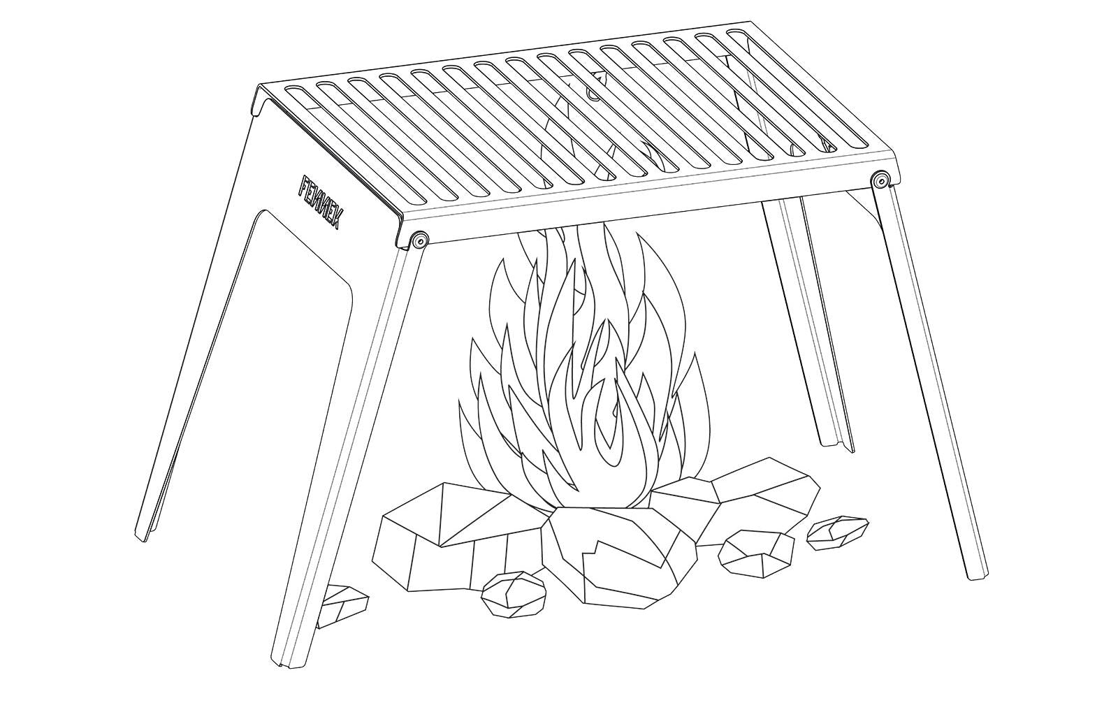 FENNEK Grillrost 23 × 16,6 × 2 cm, Edelstahl, mit Tragetasche, für Hobo Premium Edelstahl