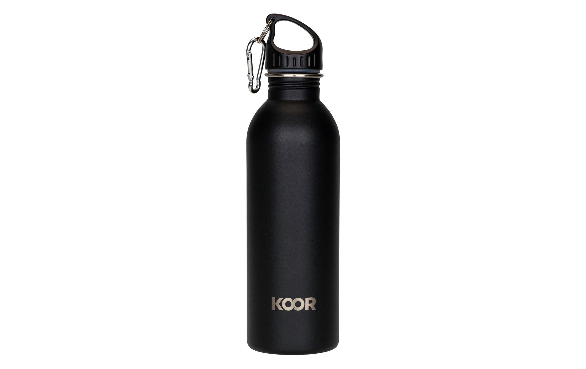 KOOR Trinkflasche 1,0 l – Edelstahl, Schraubdeckel, Schwarz