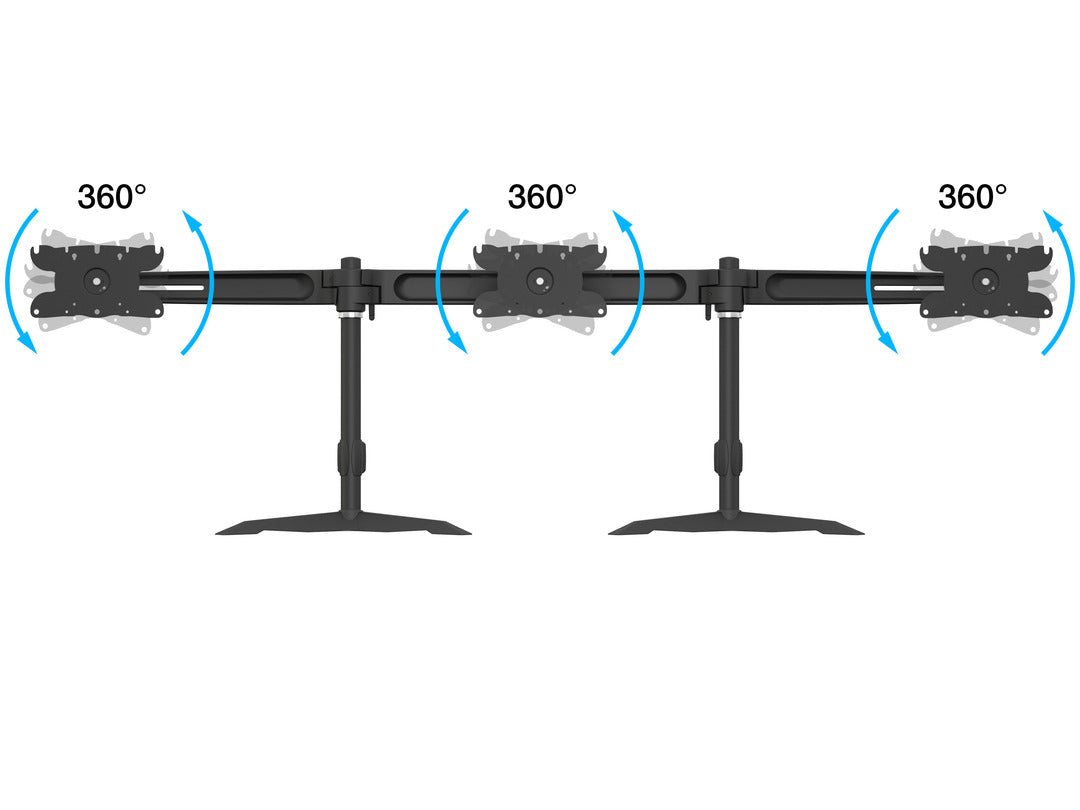 Multibrackets Triple 1312 – Tischhalterung, 3, Standfuss, bis 32", VESA 75 × 75 mm, 24 kg, neigbar, schwarz