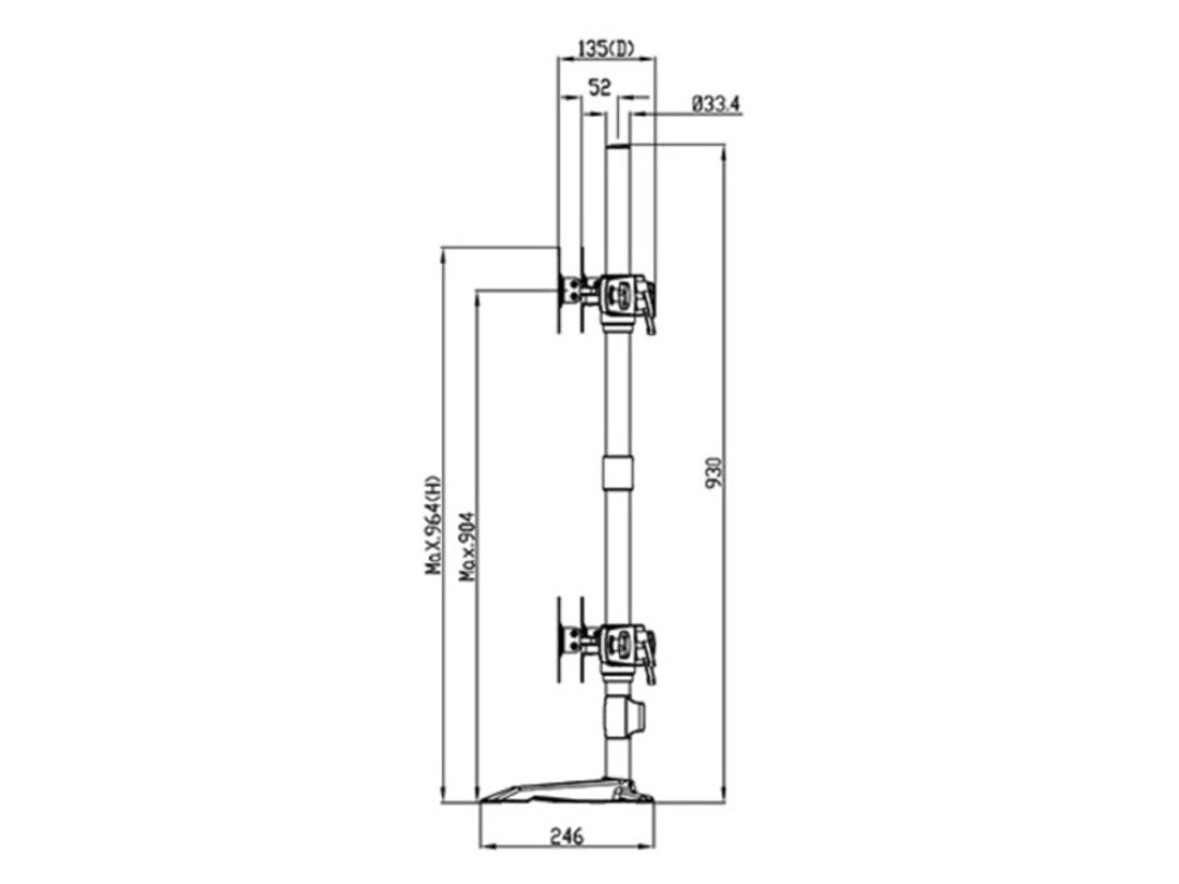 Multibrackets Tischhalterung, 3, Standfuss, bis 32", VESA 100 × 100 mm, 24 kg, drehbar, schwarz