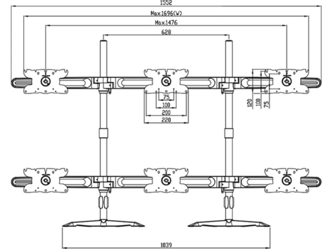 Multibrackets Tischhalterung, 3, Standfuss, bis 32", VESA 100 × 100 mm, 24 kg, drehbar, schwarz