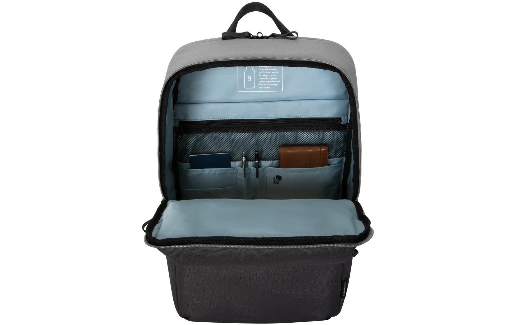 Targus Notebook-Rucksack Sagano – für 15,6", mit Regenabdeckung, rPET-Polyester – Grau, 190 × 530 × 330 mm