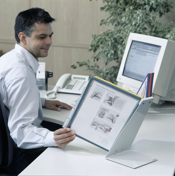 Durable Sichttafelsystem Vario Table 10 – für A4, 10 Fächer, Grau, Metall/Kunststoff, 270×165×395 mm