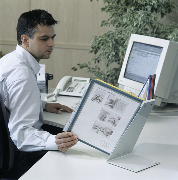 Durable Sichttafelsystem Vario Table 10 – für A4, 10 Fächer, Grau, Metall/Kunststoff, 270×165×395 mm