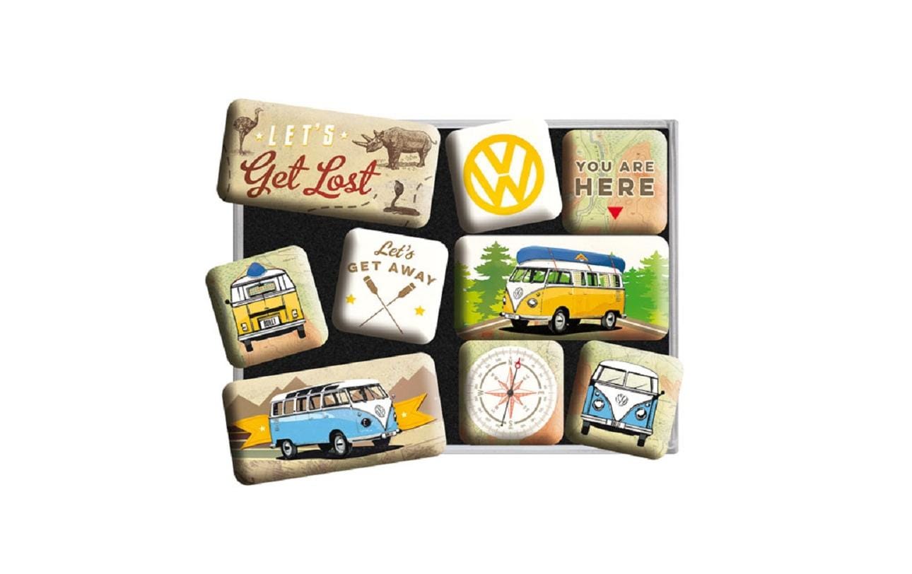 Nostalgic Art Magnet-Set VW Bulli – 9-teilig – 0,9 × 0,7 cm – Haftmagnet, mehrfarbig