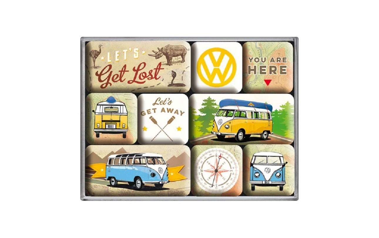 Nostalgic Art Magnet-Set VW Bulli – 9-teilig – 0,9 × 0,7 cm – Haftmagnet, mehrfarbig