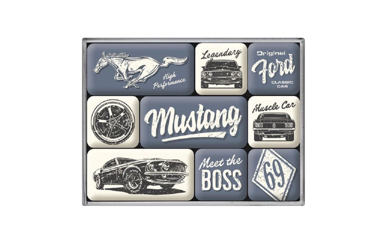 Nostalgic Art Magnet-Set Ford Mustang – 9-teilig – mehrfarbig
