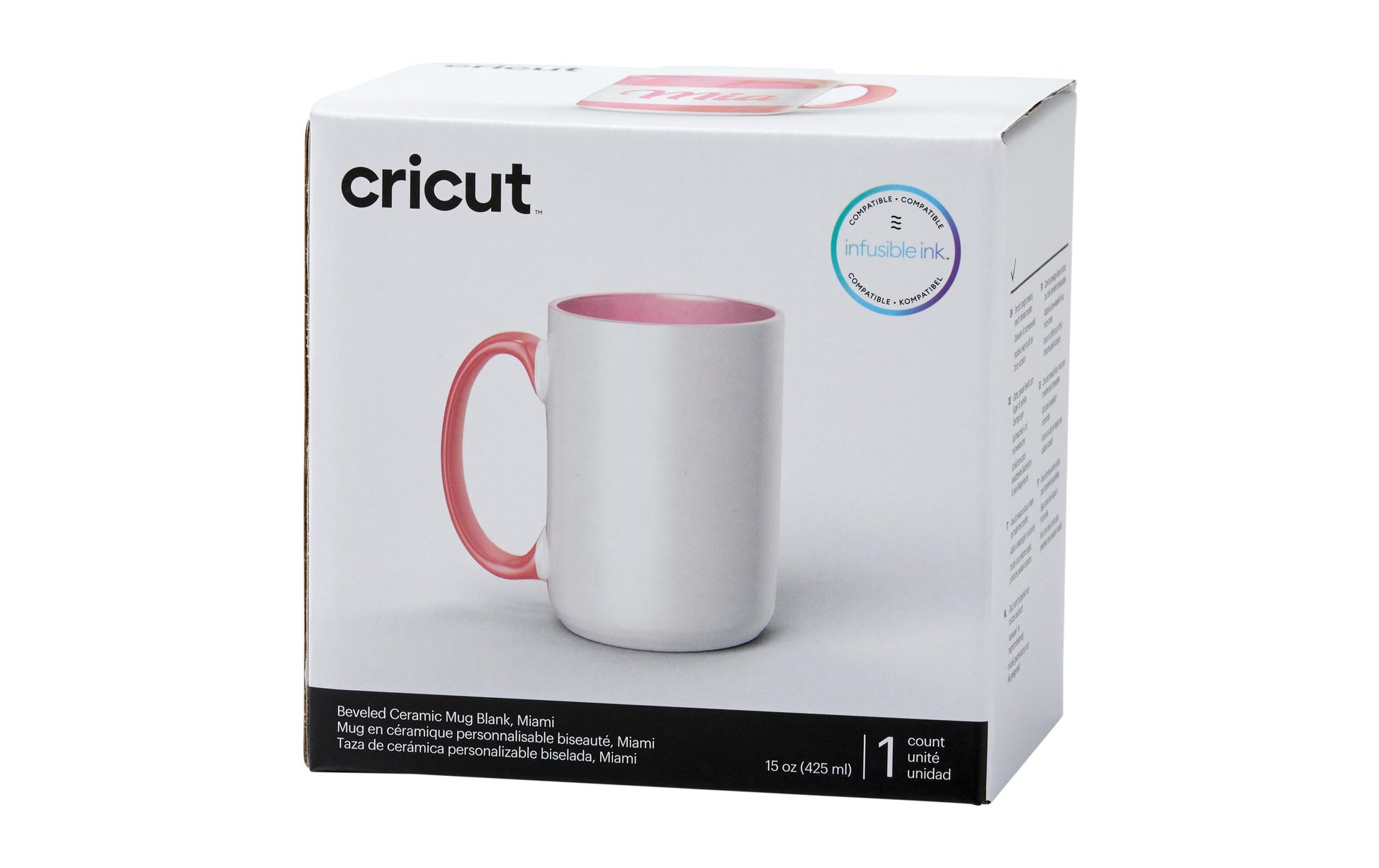 Cricut Tasse – 425 ml, Porzellan, Weiss/Rot, spülmaschinenfest, mikrowellengeeignet