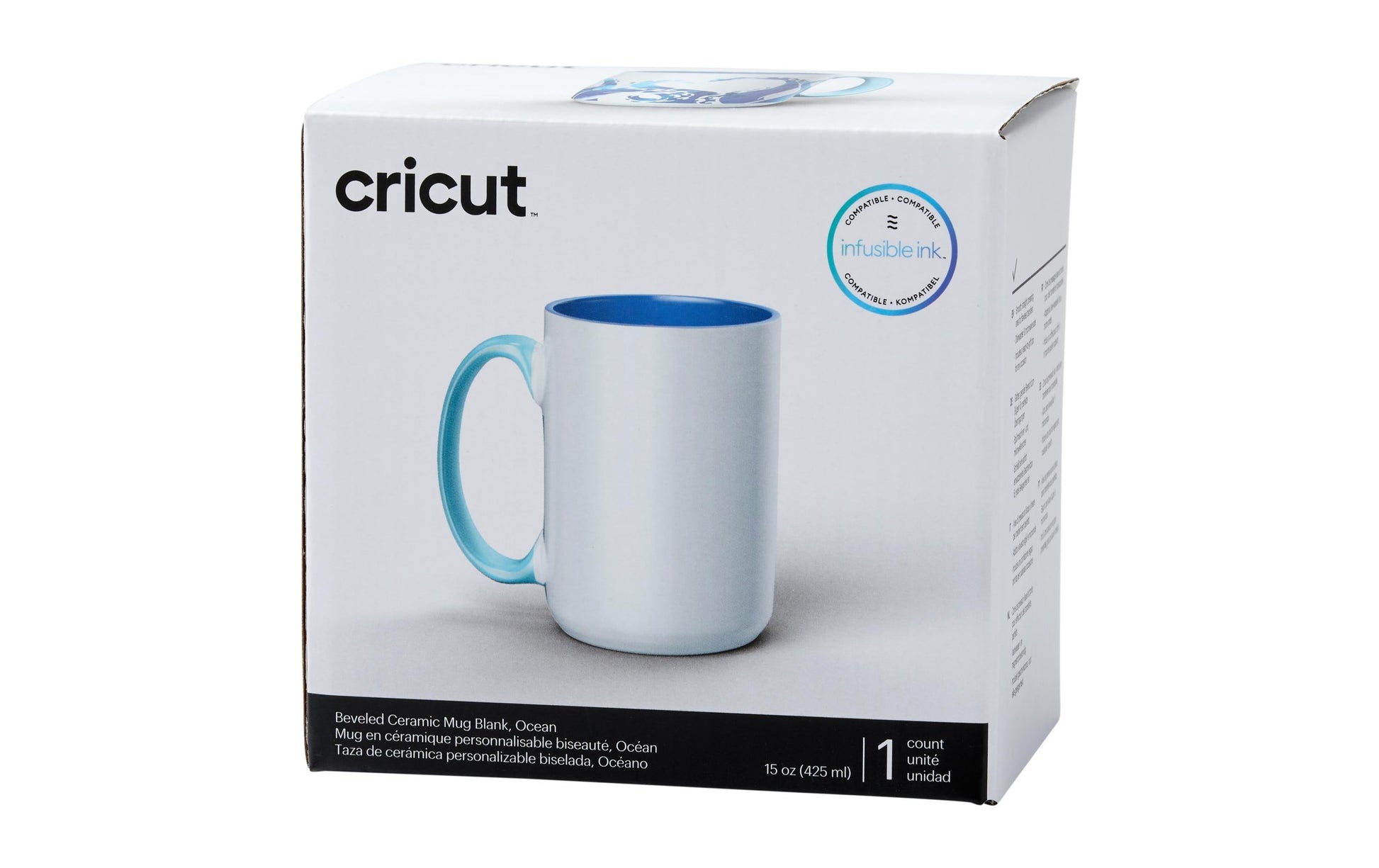 Cricut Tasse Infusible Ink – 425 ml, Porzellan, Blau/Weiss, spülmaschinenfest, mikrowellengeeignet