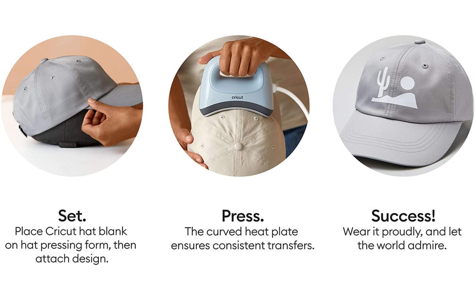Cricut Baseball-Cap, Polyester, Grau, 3 Stk., für Sublimation und Aufbügelfolien