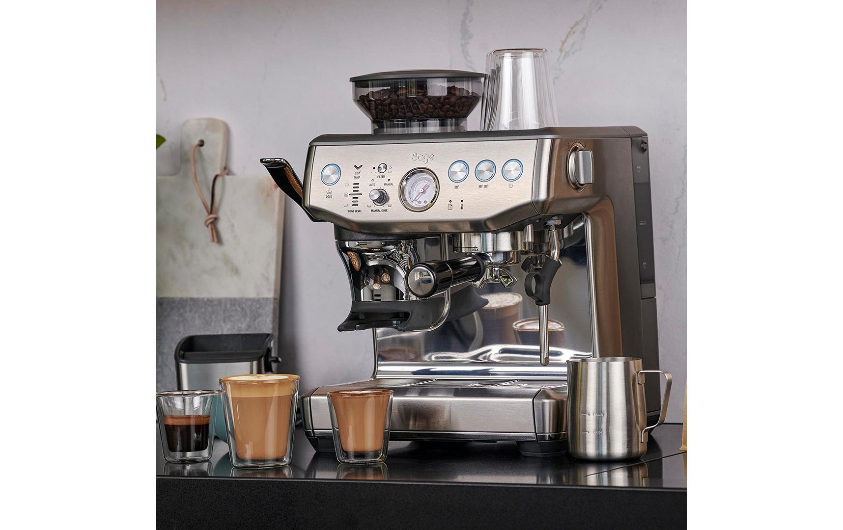 Sage Software Sage Barista Impress Espressomaschine (Siebträger) – 9 bar, 2 l, Milchschaumdüse, Edelstahl