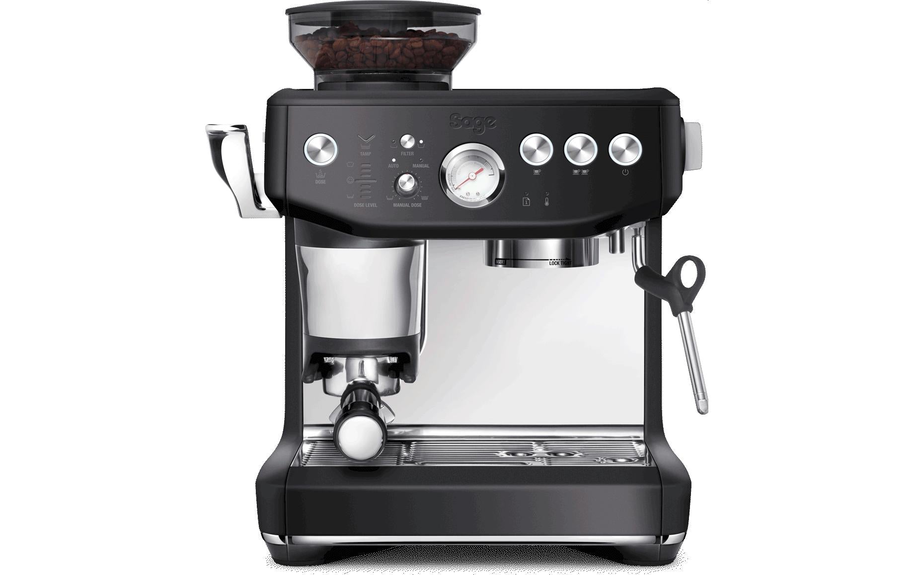 Sage Barista Impress Espressomaschine (Siebträger) – 9 bar, 2 l, Milchaufschäumer, Schwarz