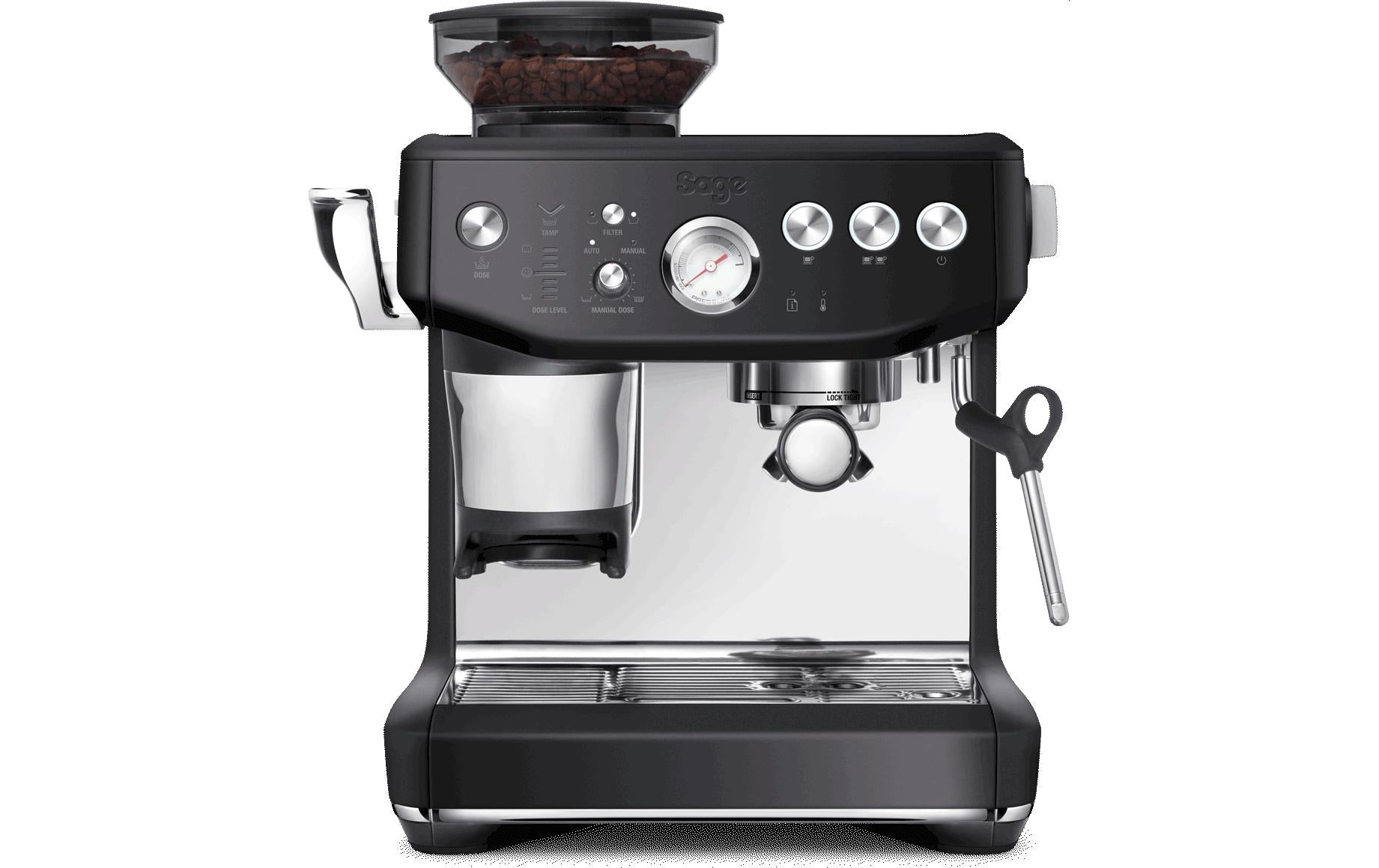 Sage Barista Impress Espressomaschine (Siebträger) – 9 bar, 2 l, Milchaufschäumer, Schwarz