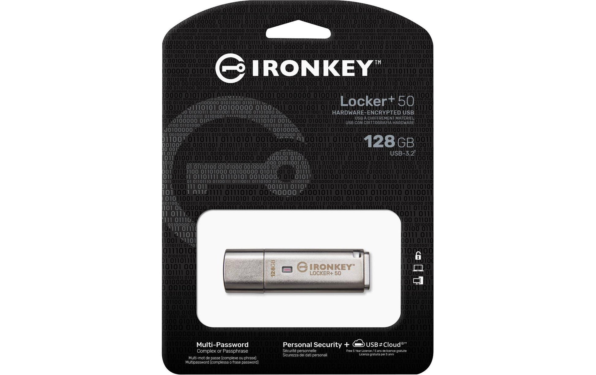 Kingston Technology Kingston IronKey Locker+50 USB-Stick – 256 GB, USB 3.2, 256-Bit AES-Verschlüsselung