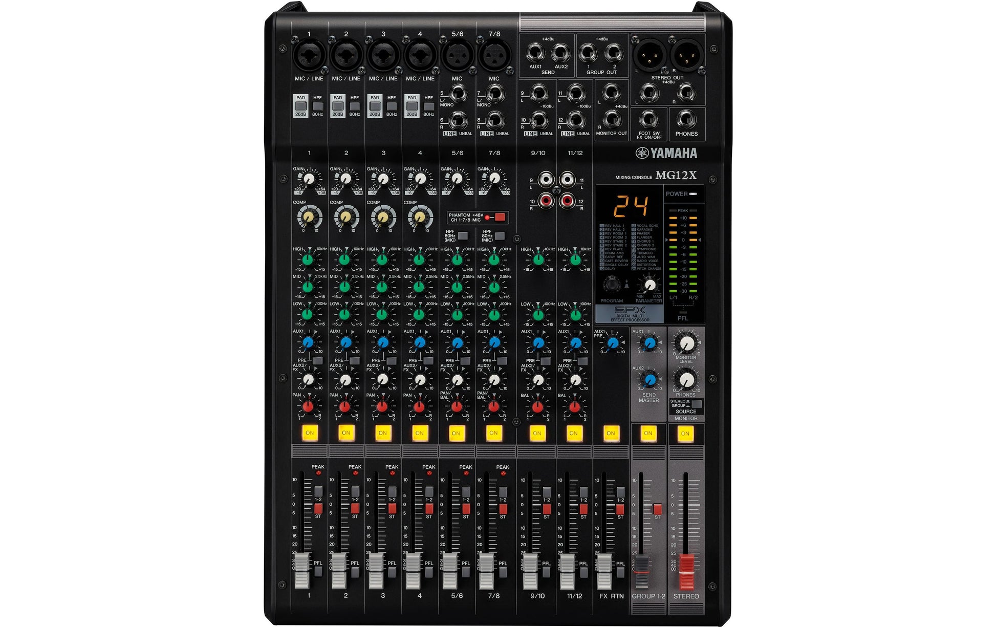 Yamaha MG12X CV – 12-Kanal Mixer, 2 Auxwege, 4 Stereoeingänge, Schwarz