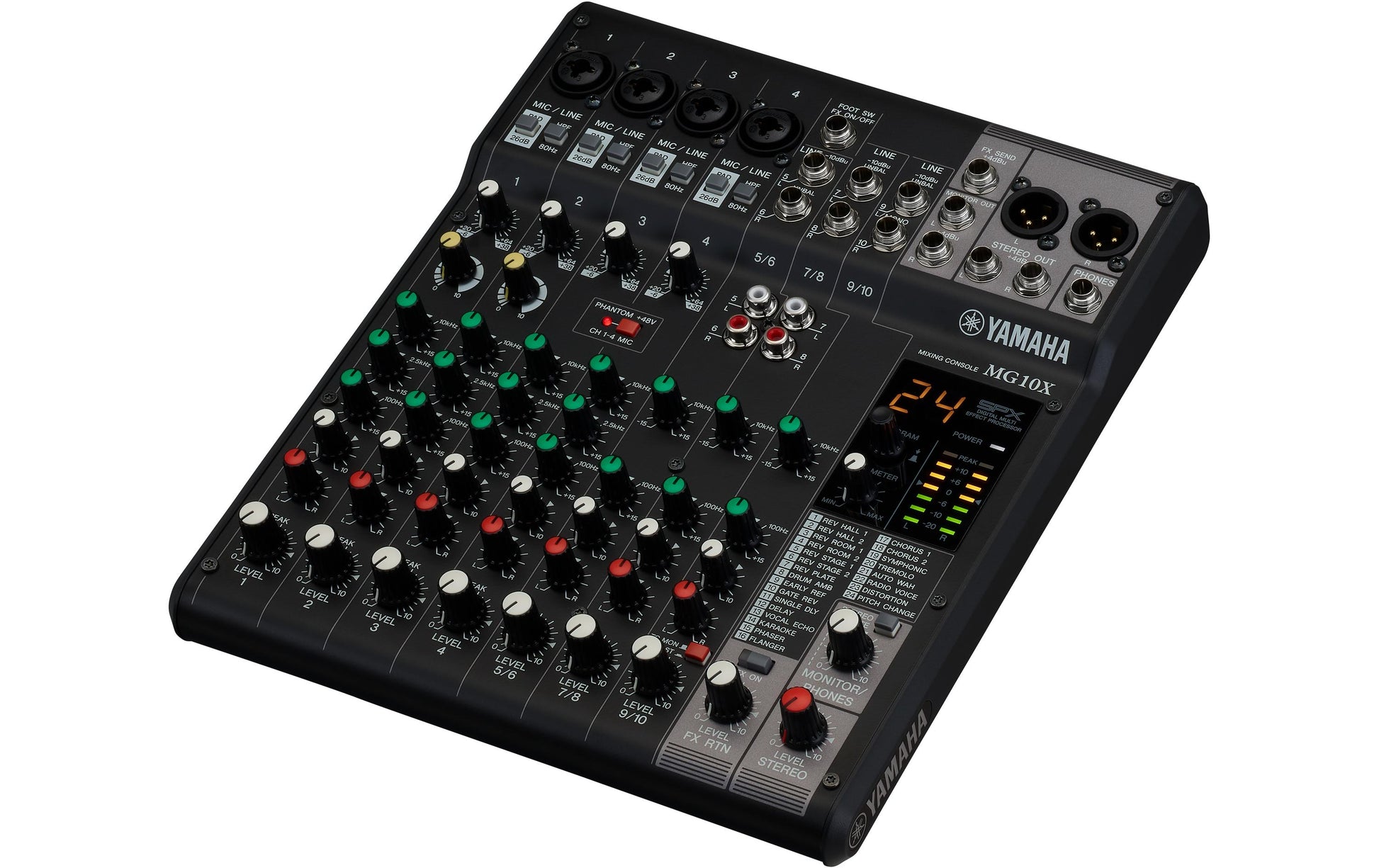 Yamaha MG10X CV – 10-Kanal Mixer, Integrierte Effekte, 3 Stereo-Eingänge, Schwarz