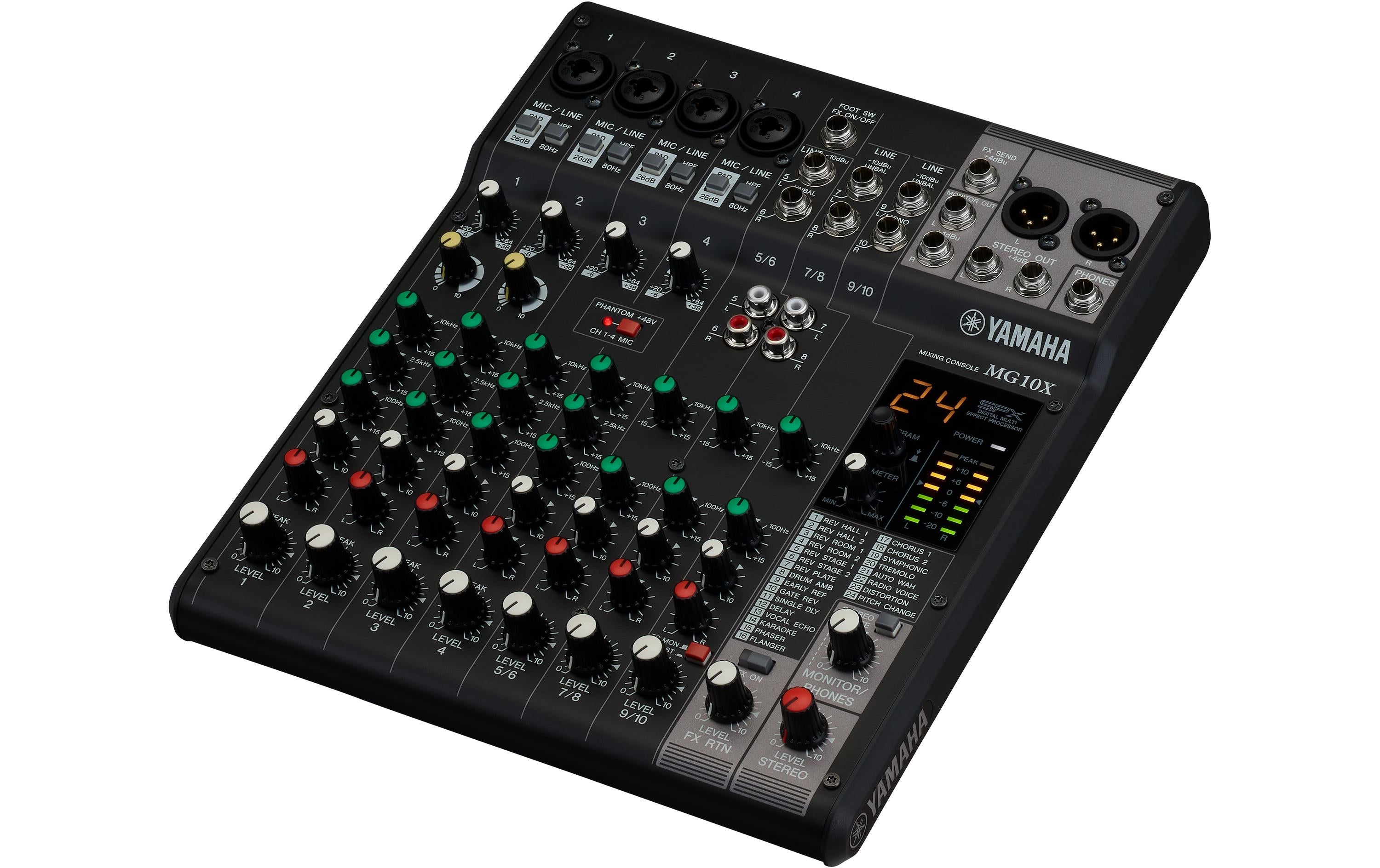 Yamaha MG10X CV – 10-Kanal Mixer, Integrierte Effekte, 3 Stereo-Eingänge, Schwarz
