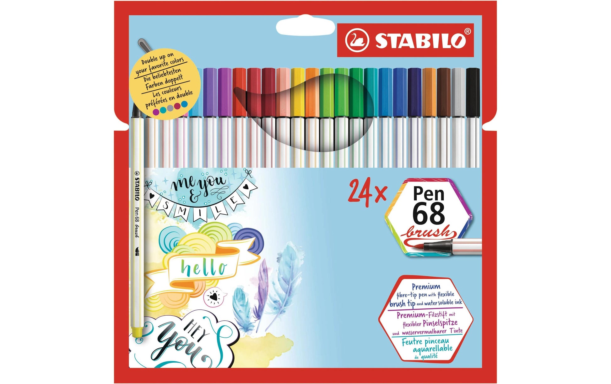 STABILO Filzstifte Pen 68 brush, Strichbreite 1 mm, 24 Farben