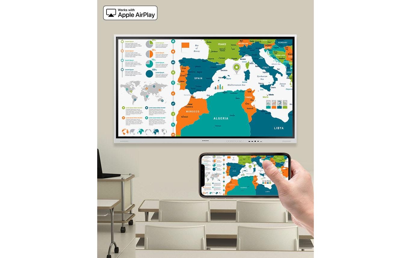 Samsung Whiteboard – 194,6 × 115,1 cm, Aluminiumrahmen, Wandmontage