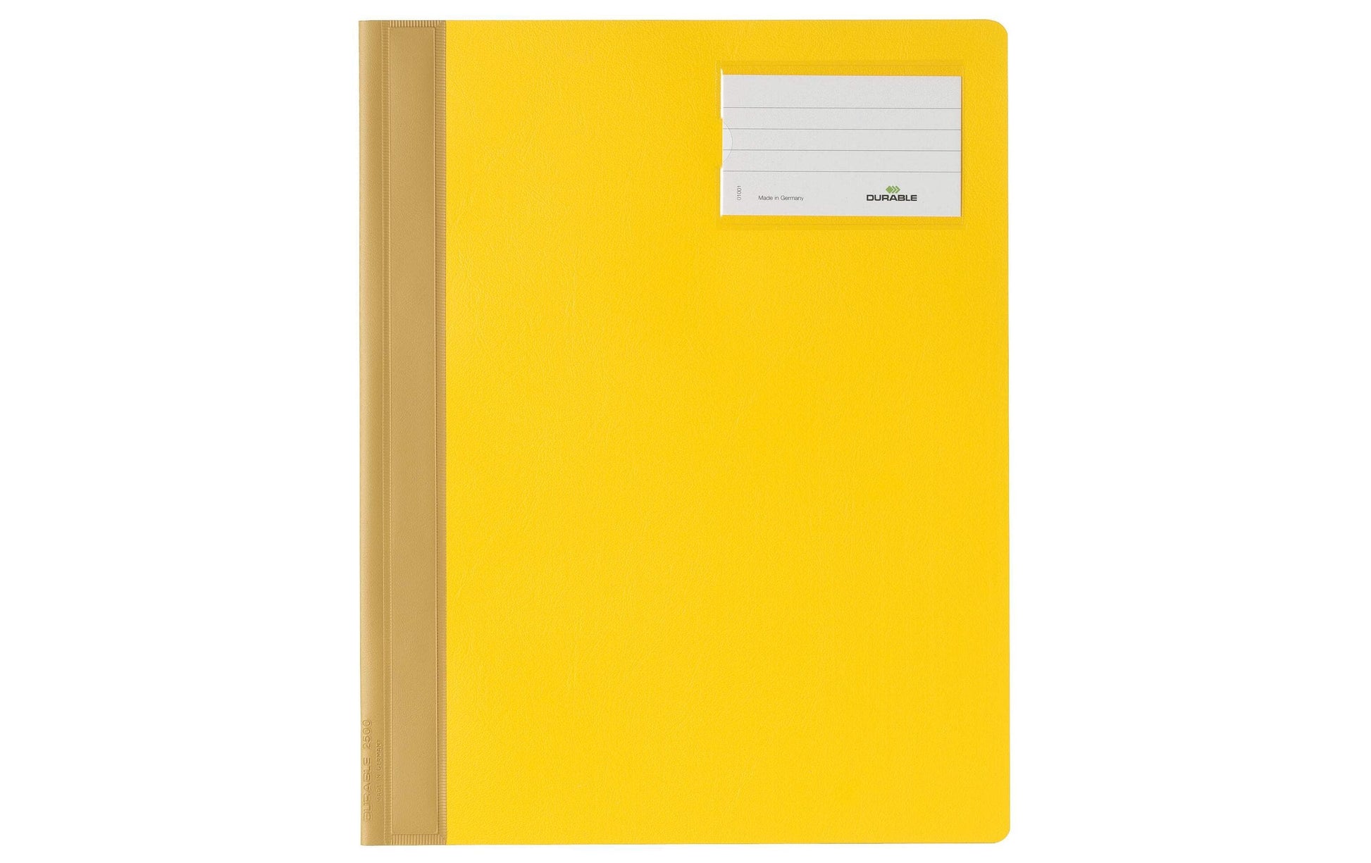 Durable 250004 Schnellhefter für A4, PVC, gelb – mit Sichttasche, mit Beschriftungsfenster – 1 Stk