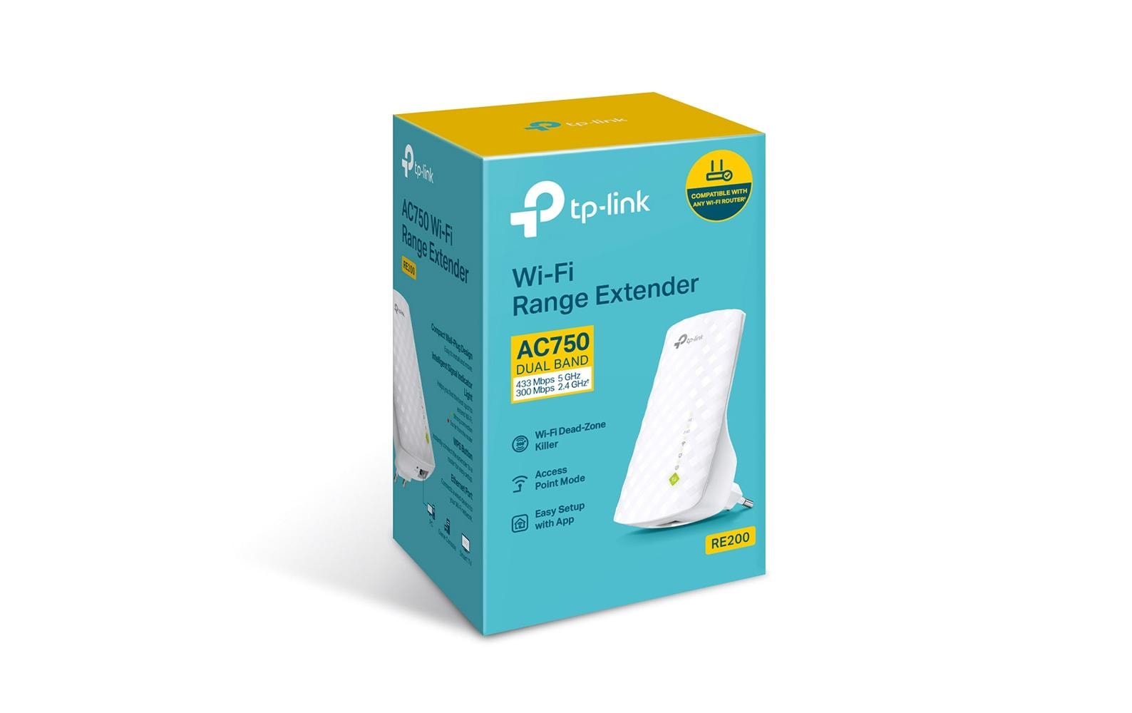 TP-Link RE200 – Access Point – Wi-Fi 5 (2,4/5 GHz), 750 Mbit/s, Wandmontiert