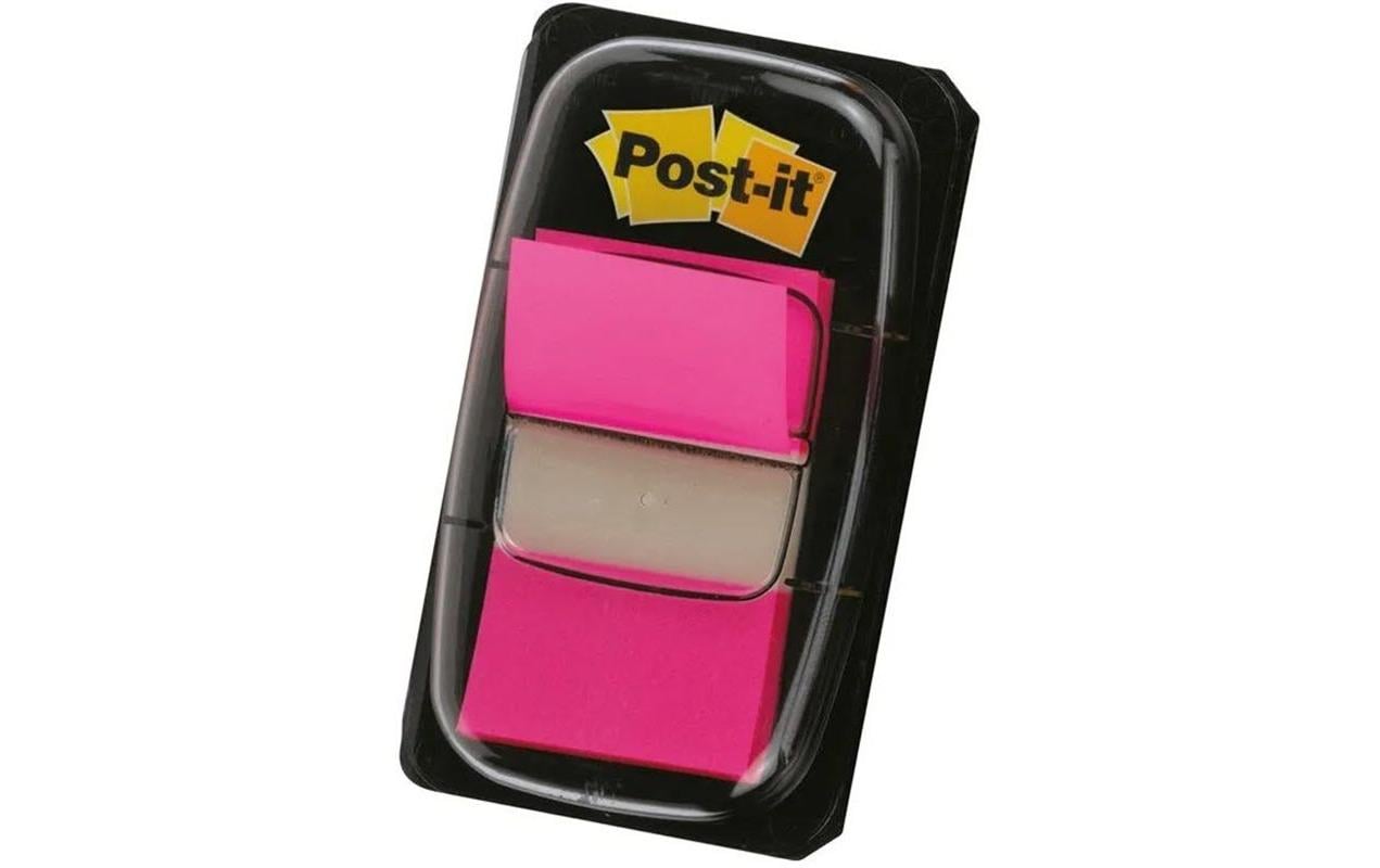 Post-It Index Register – 25 × 43 mm, Kunststoff, Pink, unbedruckt, mit Dispenser, rückstandsfrei ablösbar