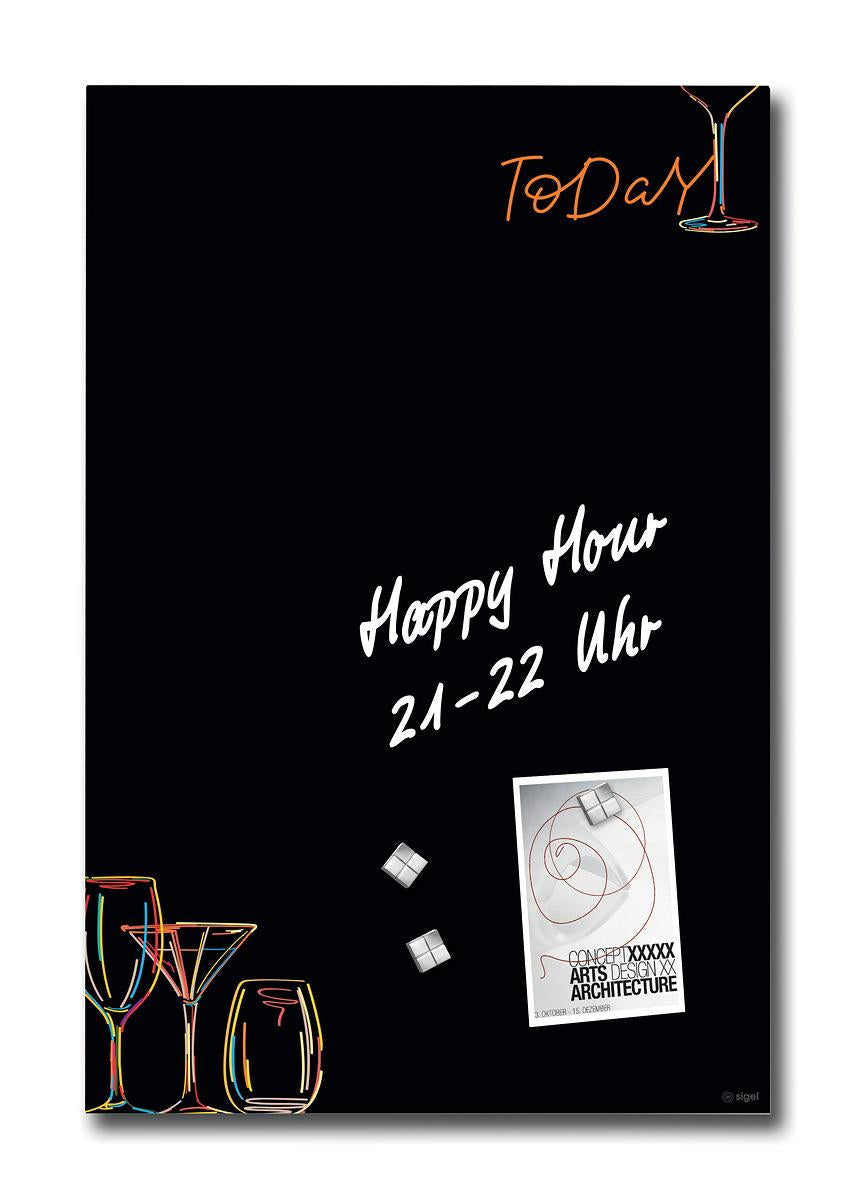 Sigel Whiteboard – 40 × 60 cm, Glas, magnetisch, Wandmontage, inkl. Magnete, Montagesatz