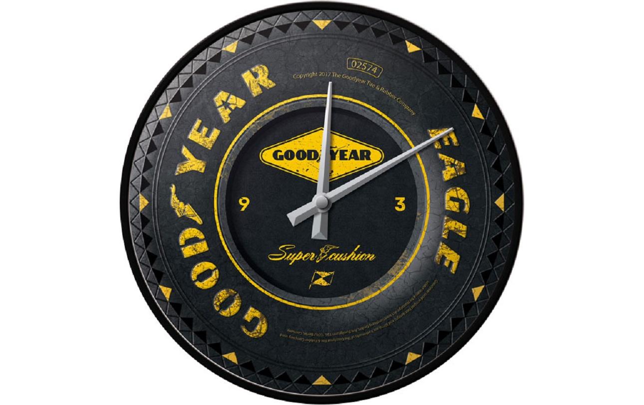 Nostalgic Art Wanduhr – Analog, Ø 31 cm, Schwarz/Gelb, Glas/Metall