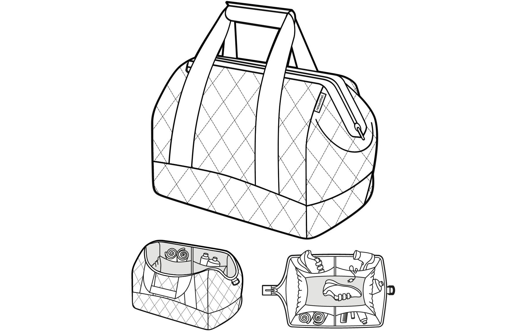 Reisenthel Allrounder L – Umhängetasche, 30 l, Polyester, Dunkelblau, Rhombus-Motiv, 48 × 39,5 × 29 cm