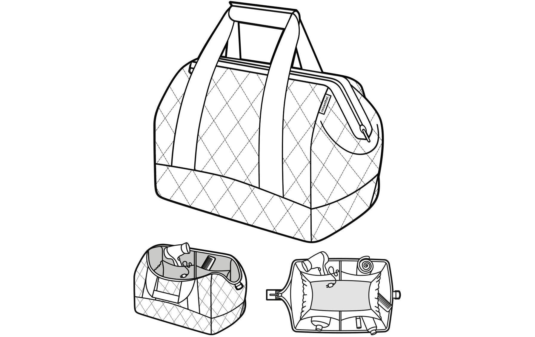 Reisenthel Allrounder M – Umhängetasche, 18 l, Polyester, Rhombus Midnight, 44 × 33,5 × 24 cm
