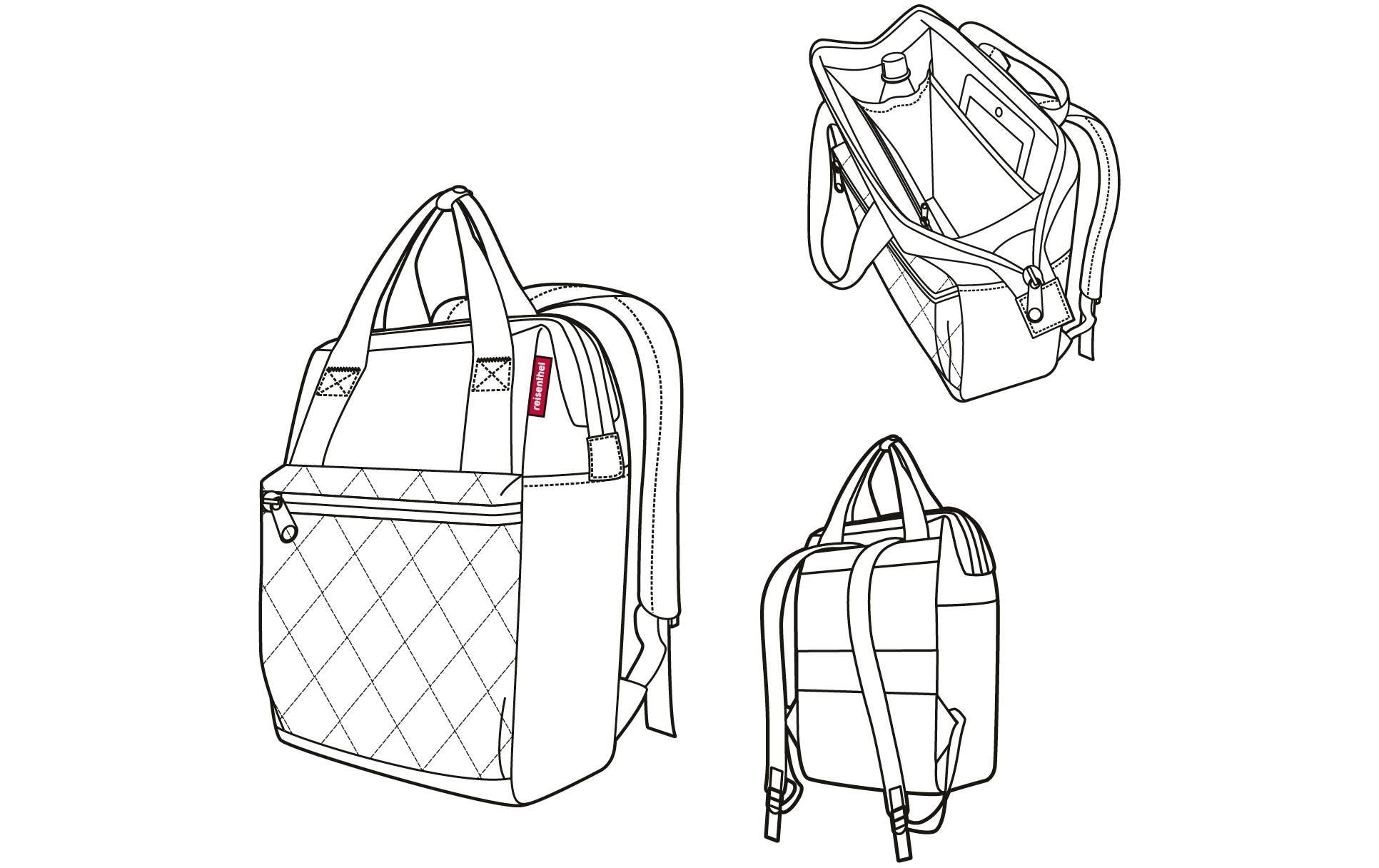 Reisenthel Allrounder R – Freizeit-Rucksack – 12 l, dunkelblau, Rhombus Midnight Gold