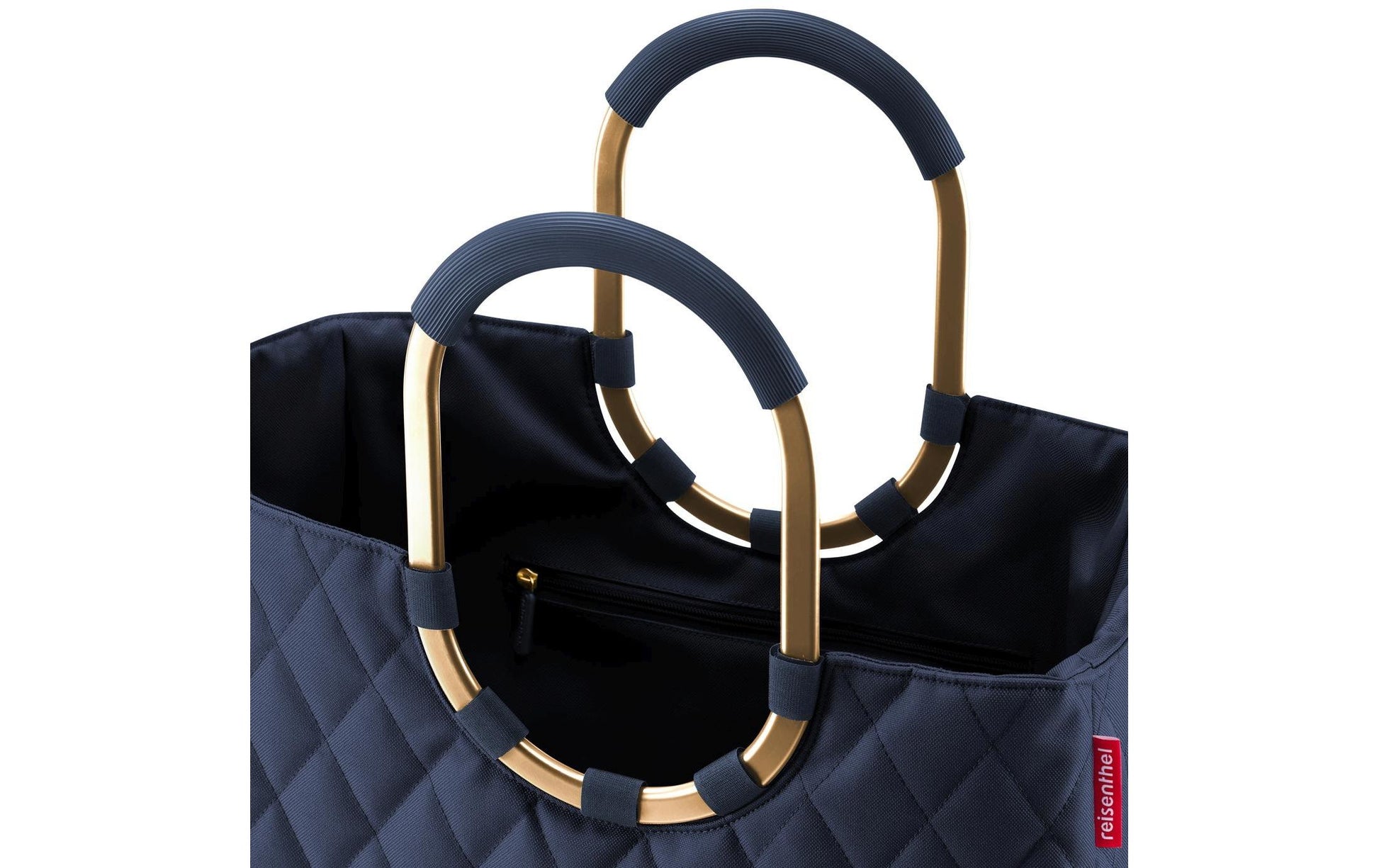 Reisenthel Stofftasche, Motiv Rhombus Midnight Gold, 460×345×250 mm, verstärkte Griffe