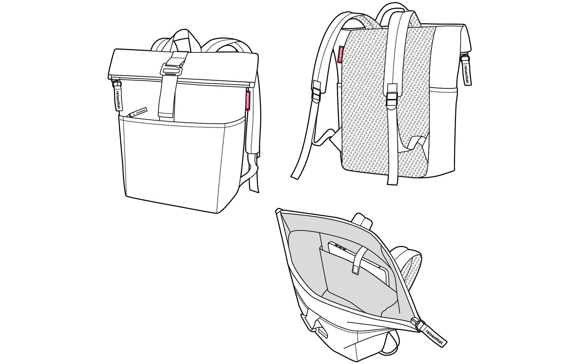 Reisenthel Freizeit-Rucksack – 22 l, recyceltes Material, schwarz, Punkte
