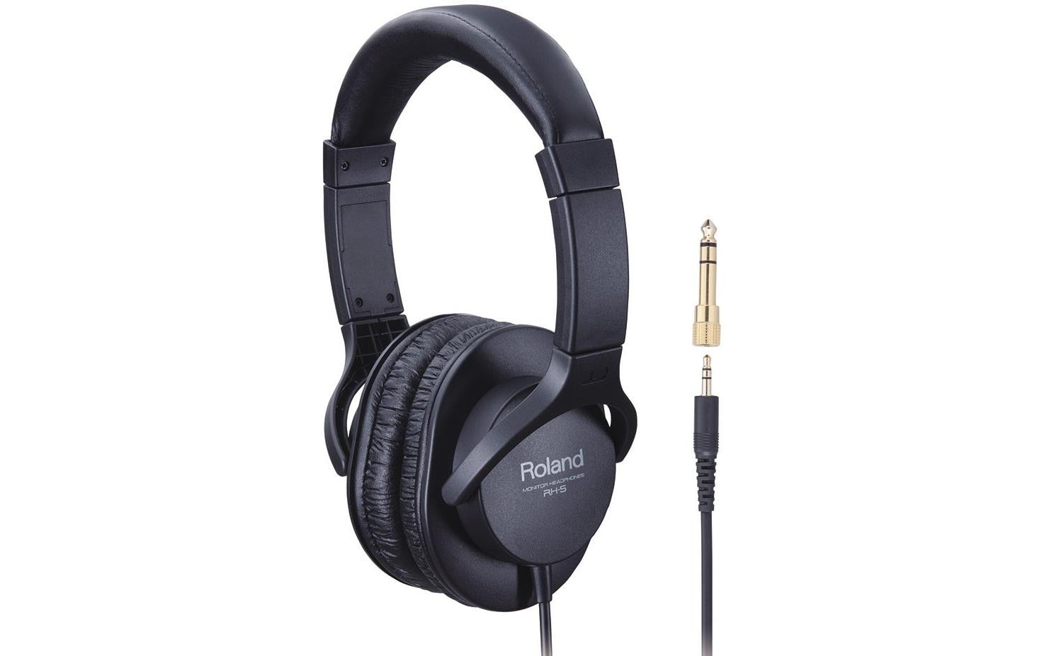 Roland RH-5 DJ-Kopfhörer – On-Ear, Kabel, 3,5 mm Klinke, mit 6,3 mm Adapter, Schwarz