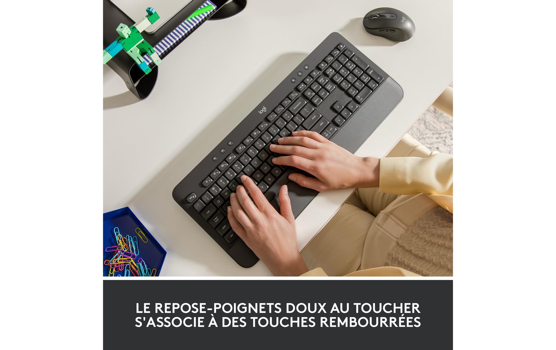 Logitech K650 – Tastatur, kabellos (Bluetooth/2,4 GHz), mit Handballenauflage – für Windows, macOS & Android