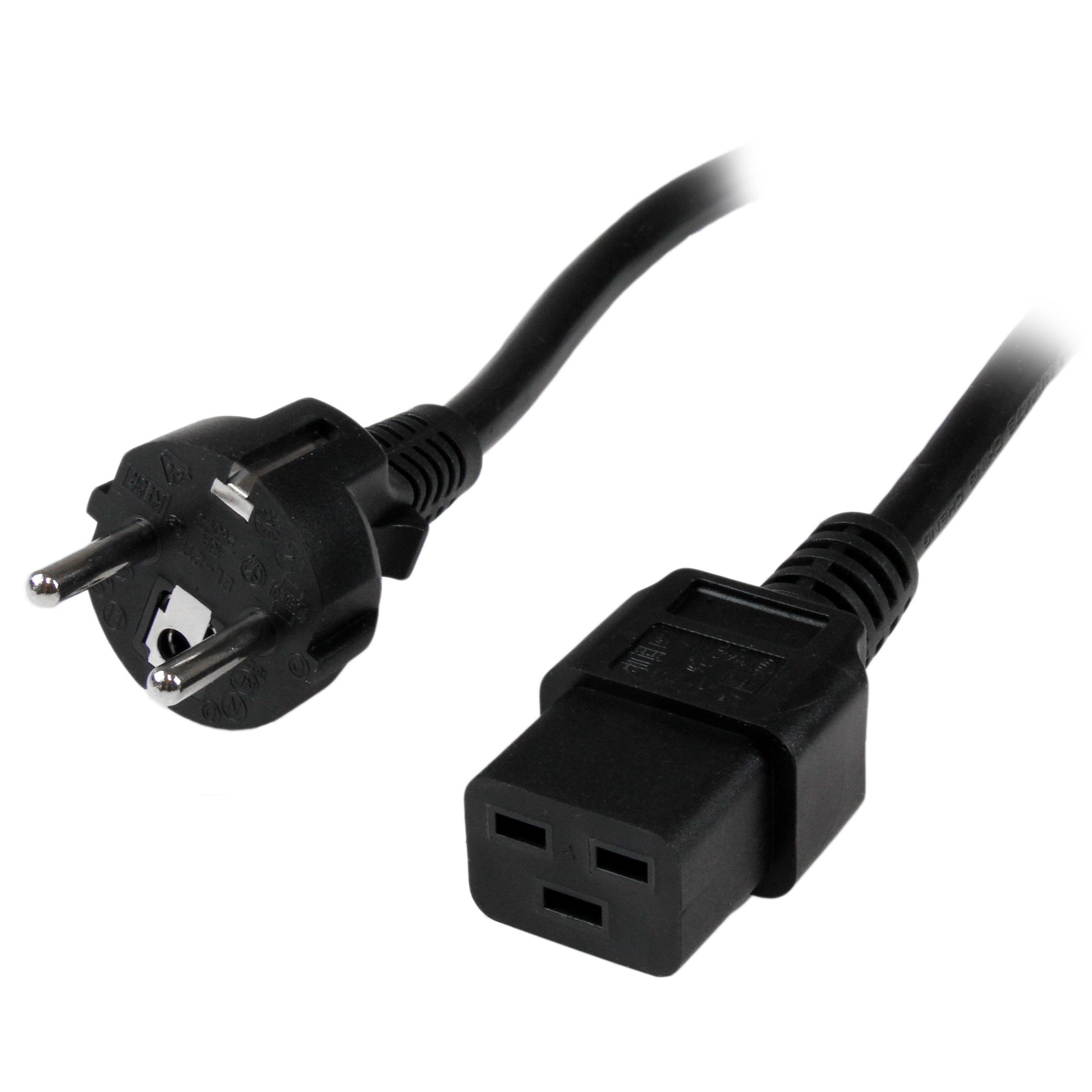 StarTech.com Netzkabel – Schuko (Typ E/F)–IEC C19, 2 m, 250 V/16 A, schwarz