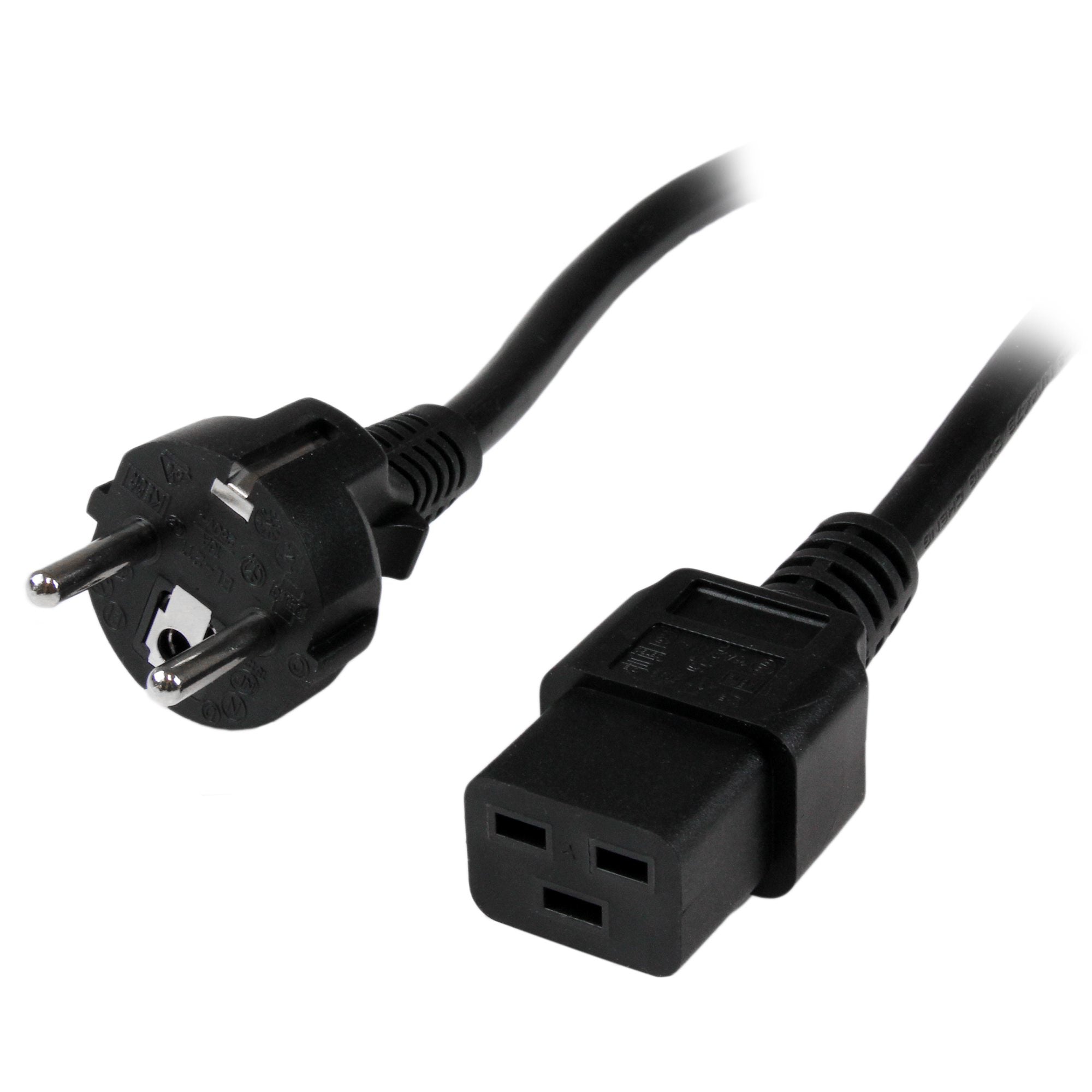 StarTech.com Netzkabel – Schuko (Typ E/F)–IEC C19, 2 m, 250 V/16 A, schwarz