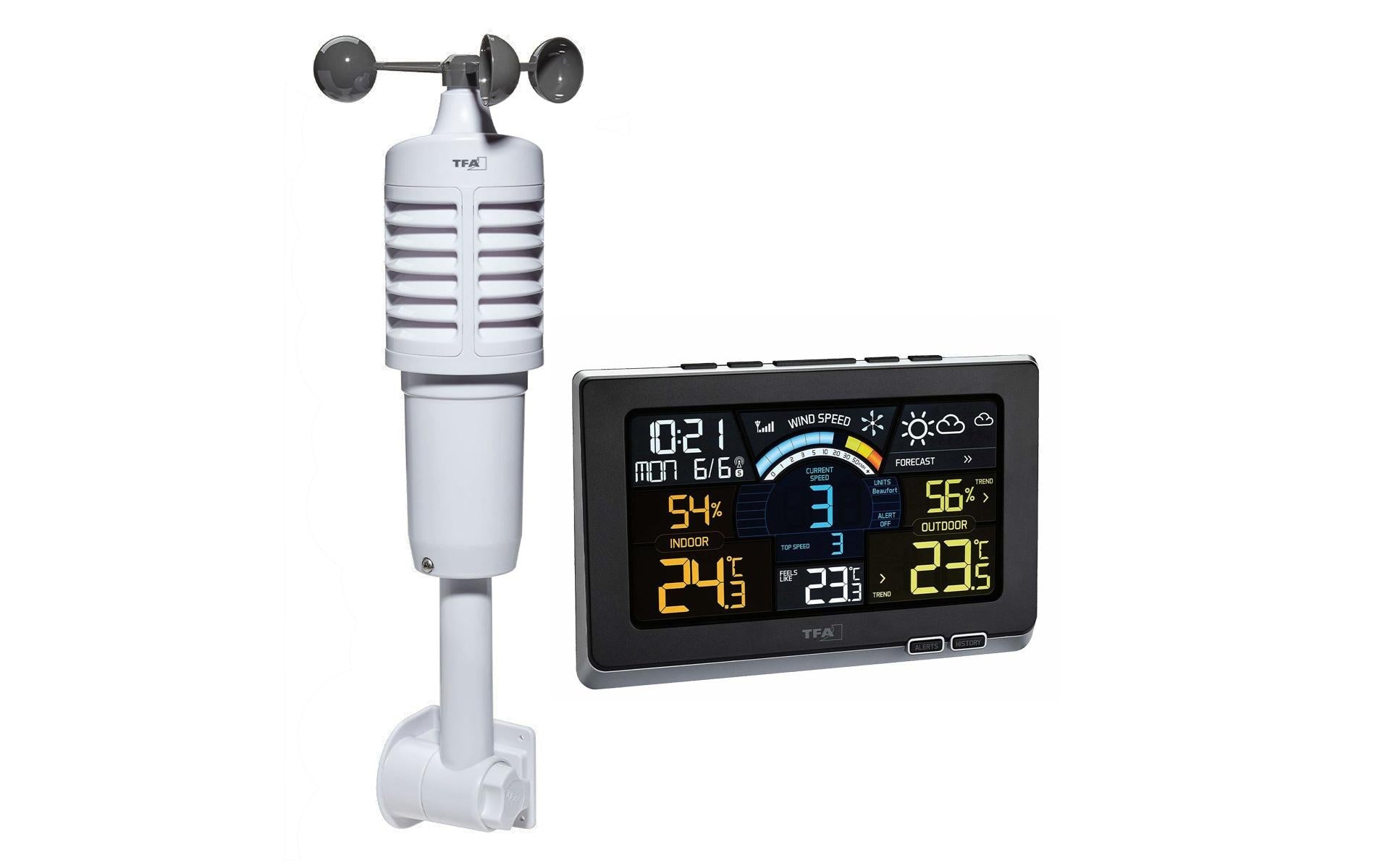TFA-Dostmann Spring Breeze – Wetterstation, Funk, innen/aussen, Anemometer – schwarz