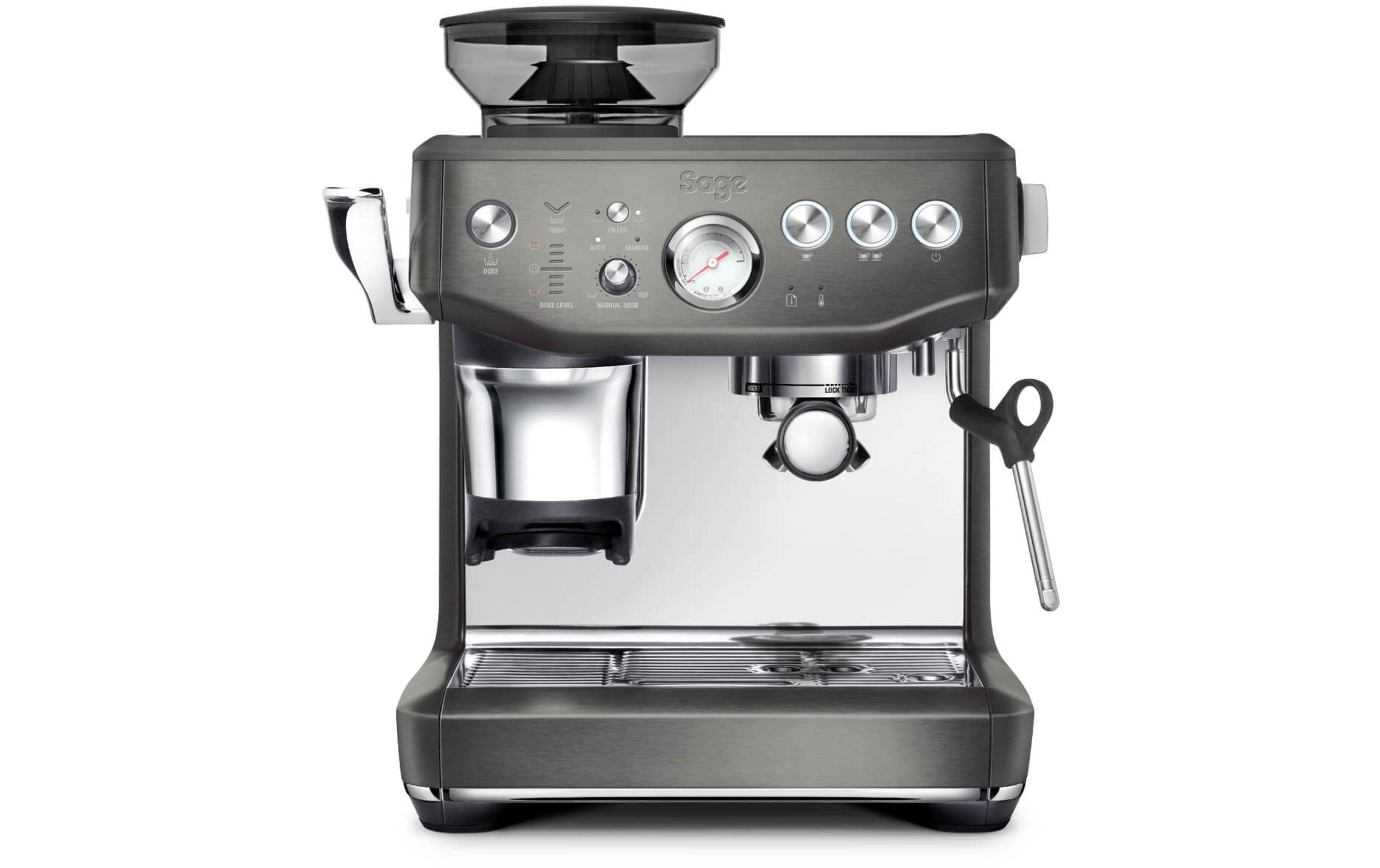 Sage Software Sage Barista Impress Espressomaschine (Siebträger) – 9 bar, 2 l, Milchschaumdüse, Grau