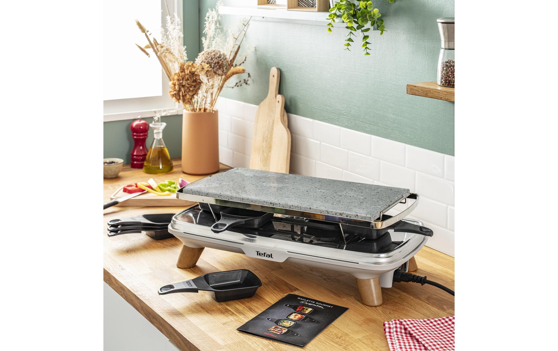 Tefal Raclette-Grill PR620DCH – 8 Personen, Steinplatte, 1350 W – Schwarz/Edelstahl