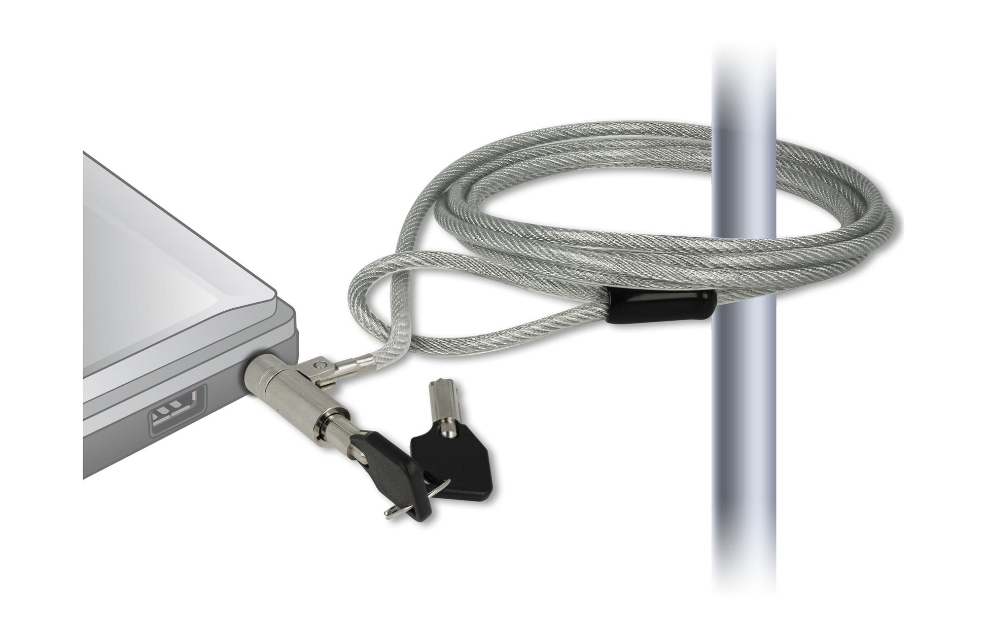 Navilock Kabelschloss für HP Elite X2, Noble Wedge – 1,8 m, 4,5 mm – 2 Schlüssel – Silber