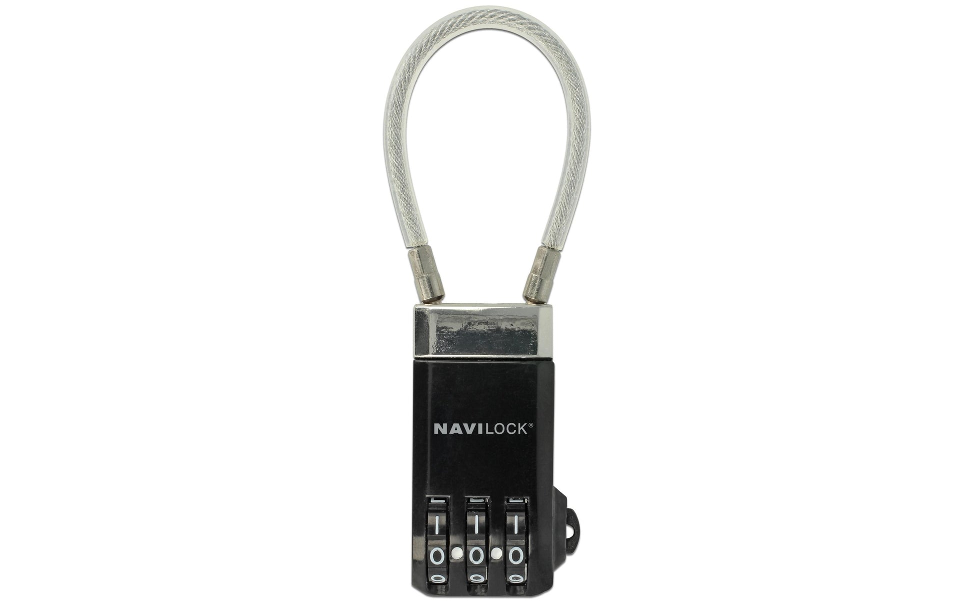 Navilock Gepäckkombinationsschloss – USB, Zahlenschloss – für alle Marken – Schwarz, Plastik