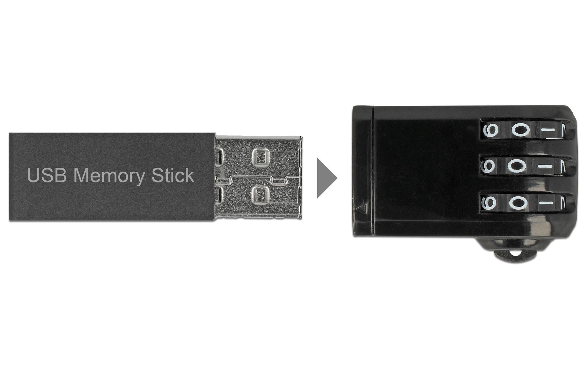 Navilock Gepäckkombinationsschloss – USB, Zahlenschloss – für alle Marken – Schwarz, Plastik