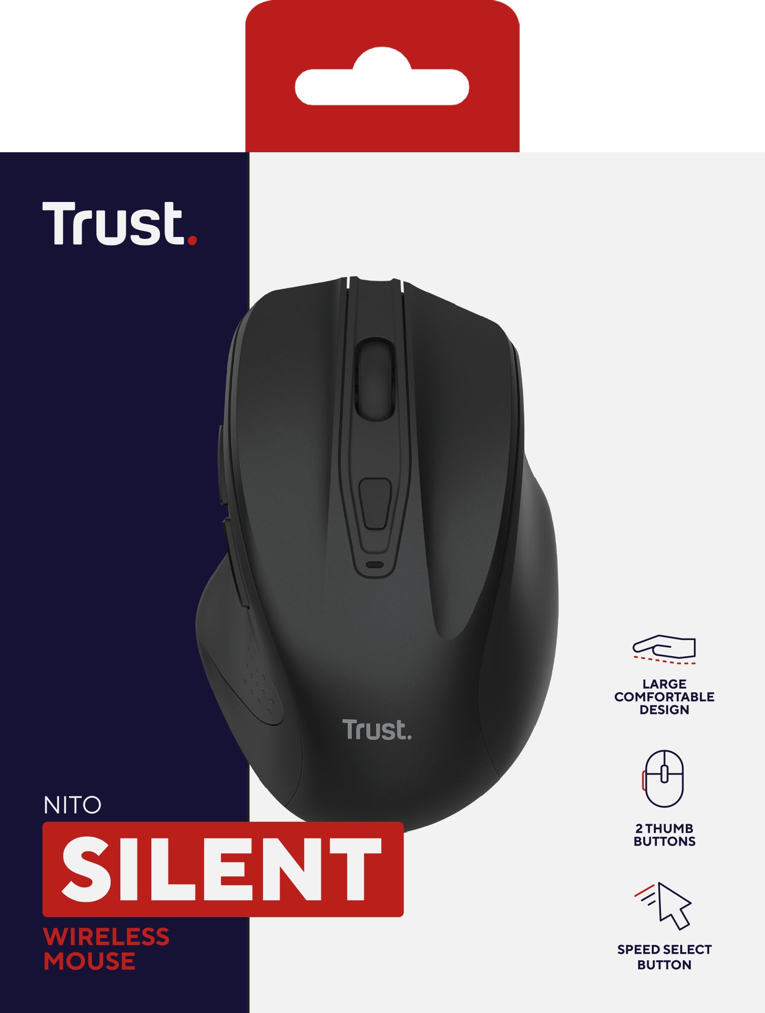 Trust Nito Silent – Maus – Kabellos (2,4 GHz), rechts, Schwarz