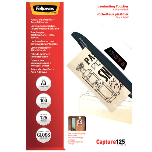 Fellowes Laminierfolien A3, glänzend – 250 µm, 303 × 426 mm, 100 Stk.
