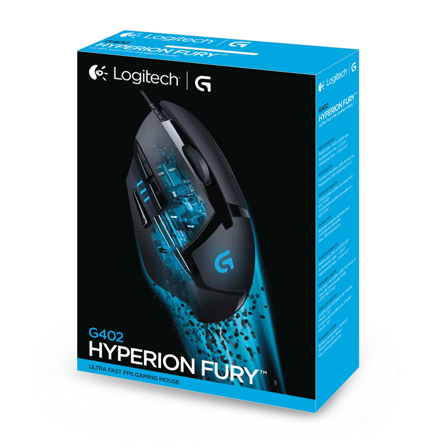 Logitech G G402 – Gaming-Maus – Kabelgebunden (USB‑A), 4000 DPI, RGB-Beleuchtung, rechts, Schwarz