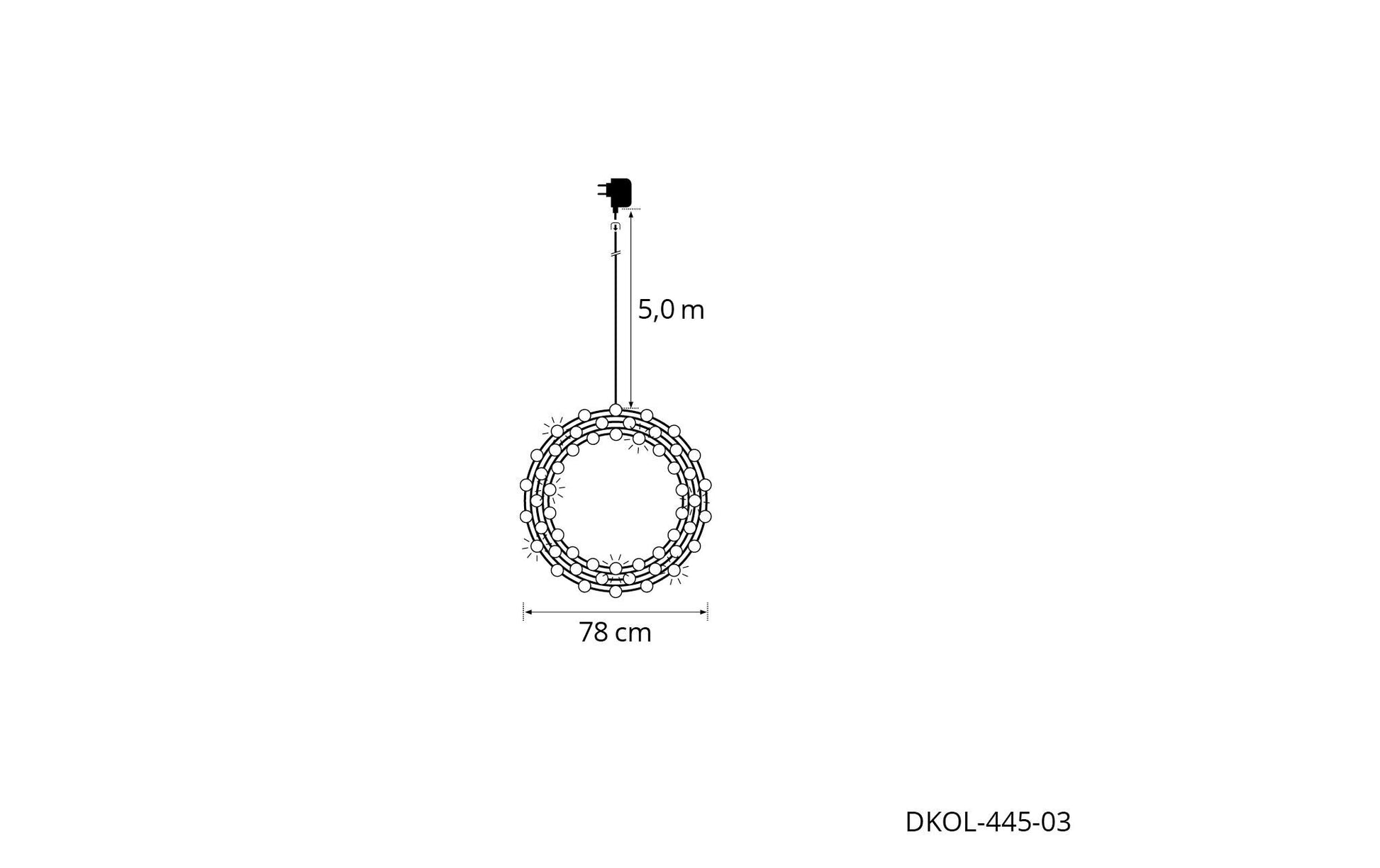 STT LED-Lichterkranz – Ø 78 cm, 1800 LEDs – Kupfer, Schwarz