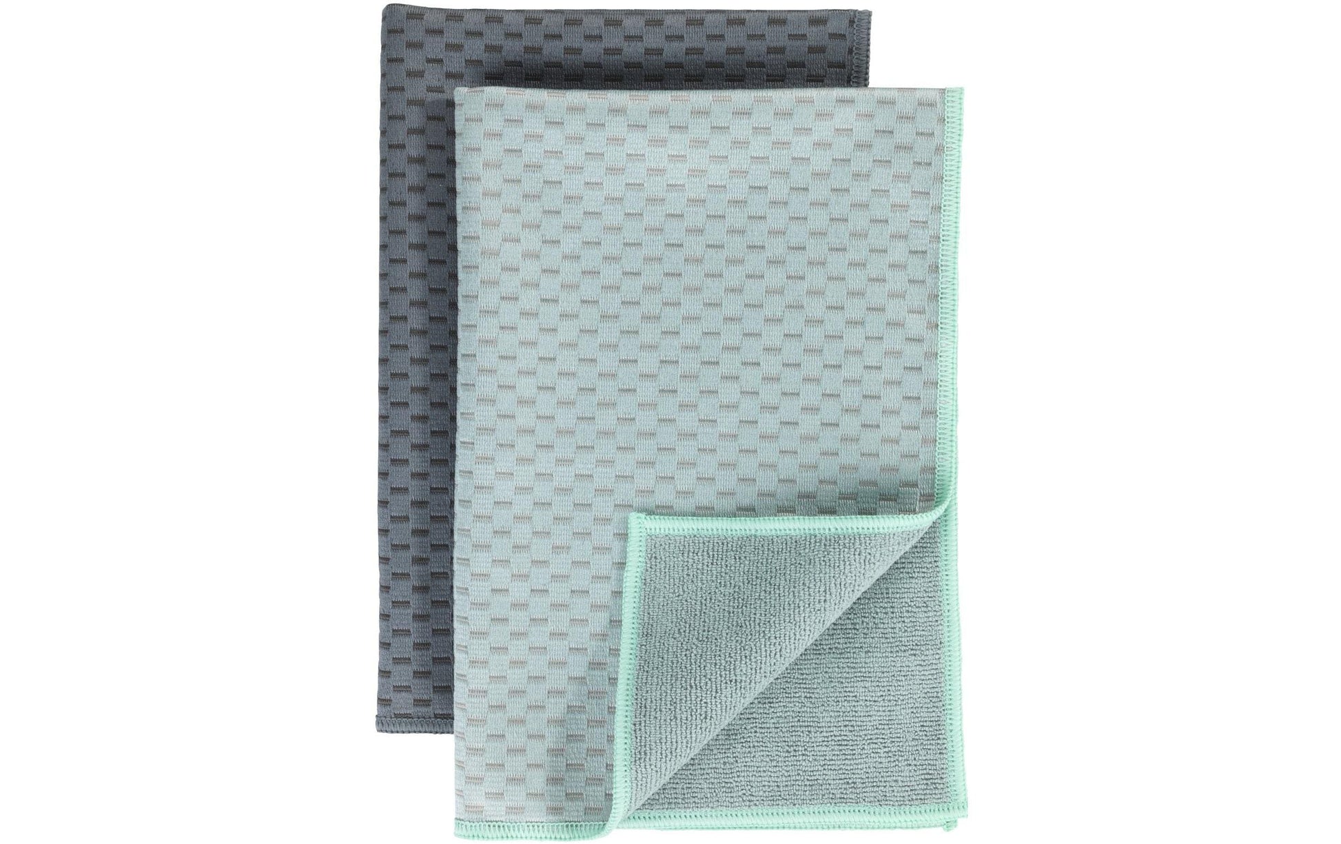 WENKO Geschirrtücher 2er-Set, 40 × 60 cm, Mikrofaser, Hellgrün/Grau